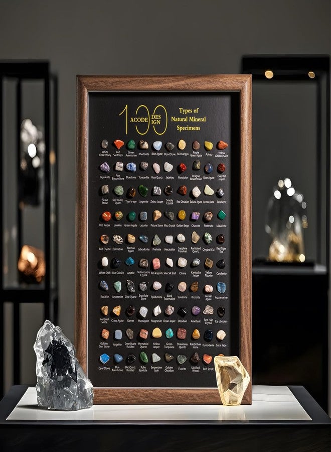 ACODE Natural Mineral Specimen Shadow Box, Geology Collection Display Case, Home Decor Wall Art Tabletop Display with Real Rocks Crystals, Gift for Birthday Christmas Housewarming Children's Day - Image 5